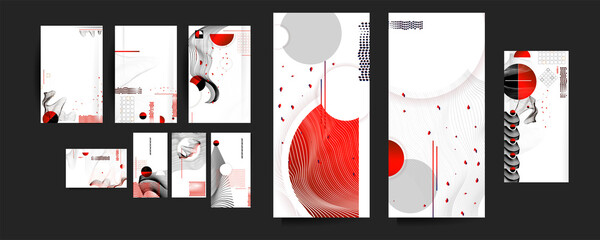 Wall Mural - Poster design Japanese style templates set invitations to lines abstract background for book cover texture brochure