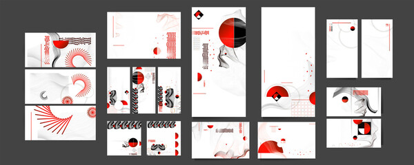 Wall Mural - Poster design Japanese style templates set invitations to lines abstract background for book cover texture brochure