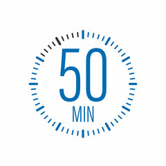 Poster - The 50 minutes, stopwatch vector icon. Stopwatch icon in flat style, timer on on color background. Vector illustration.