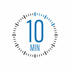 Poster - The 10 minutes, stopwatch vector icon. Stopwatch icon in flat style, timer on on color background. Vector illustration.