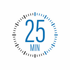 Poster - The 25 minutes, stopwatch vector icon. Stopwatch icon in flat style, timer on on color background. Vector illustration.
