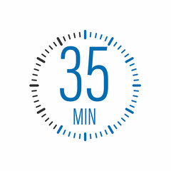 Poster - The 35 minutes, stopwatch vector icon. Stopwatch icon in flat style, timer on on color background. Vector illustration.