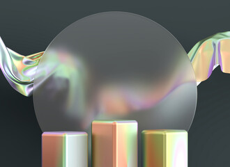 Poster - Holographic object podium platform for product showcase 3d render