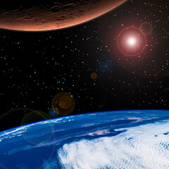 Wall Mural - mars and earth. the elements of this image furnished by nasa.