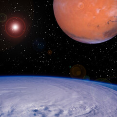 Wall Mural - mars and earth. the elements of this image furnished by nasa.