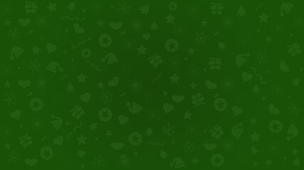 Fototapete - Green Christmas decoration background, happy new year card, Xmas ornaments on green background colored vector wallpaper pattern illustration
