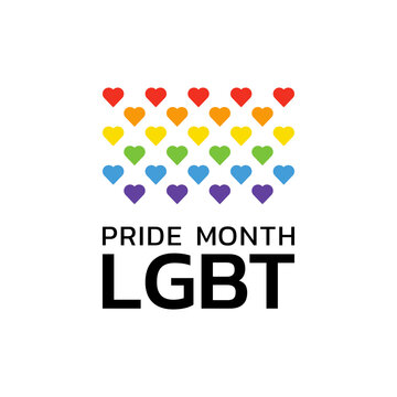 LGBT LGBTQ+ Pride Hearts and Slogans Social Media Post Template. Love is Love, Be Proud, Be Yourself. Hearts in LGBT Flag Colours. Vector Design Element for LGBT Pride Social Post, Square Banner, Logo