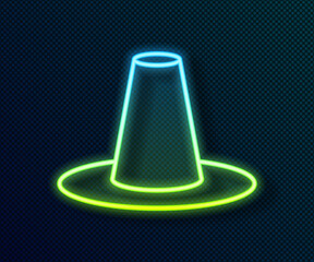 Wall Mural - Glowing neon line Traditional korean hat icon isolated on black background. Vector