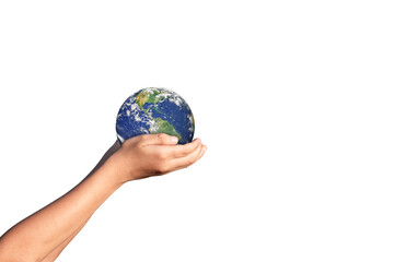 Canvas Print - earth, globe in hand isolated on white background. elements of this image furnished by nasa