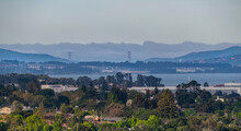 Vallejo Ca. Seen From Hillside With A Very Rare View Of The Golden Gate Bridge In The Background 