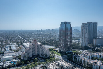 Wall Mural - Century City skyline aerial drone view from above, Los Angeles skyscrapers, California, USA