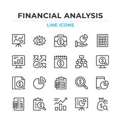 Poster - financial analysis line icons set. modern outline elements, graphic design concepts, simple symbols 