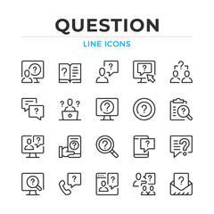 Fototapete - Question line icons set. Modern outline elements, graphic design concepts, simple symbols collection. Vector line icons