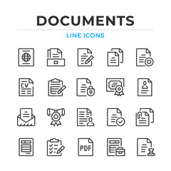Poster - Documents line icons set. Modern outline elements, graphic design concepts, simple symbols collection. Vector line icons