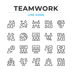 Poster - Teamwork line icons set. Modern outline elements, graphic design concepts, simple symbols collection. Vector line icons