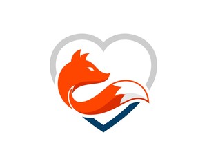 Poster - Simple love shape with luxury orange fox inside