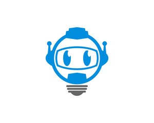 Poster - Robot head with light bulb shape logo