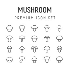 Poster - Premium pack of mushroom line icons.