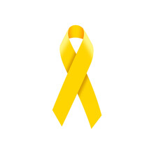 Yellow September Being Symbolized By A Yellow Ribbon. All Details Done With Gaussian Blur. Yellow Ribbon On White Background.