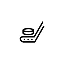 Hockey Sport Monoline Symbol Icon Logo For Graphic Design, UI UX, Game, Android Software, And Website.