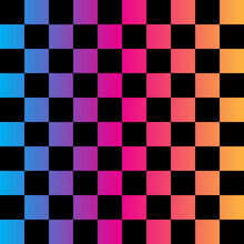 Black And Rainbow Squares Seamless Pattern.Checkered Flag. Vector Illustration.	