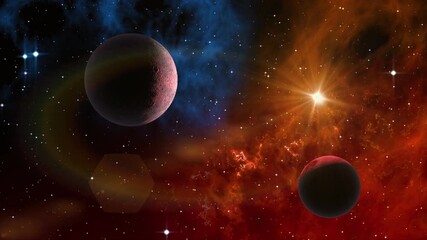 spacescape background slowly moving through planetary system universe galaxies stars and nebulae