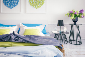 Wall Mural - Cosy Summer Colors Bedding- 3D Visualization