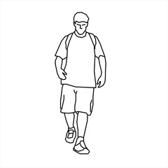 Wall Mural - Vector design of sketch of a teenage boy wearing a bag