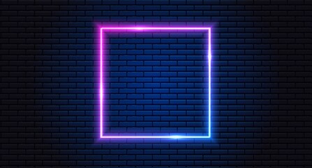 Wall Mural - Neon frame for your design