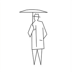 Wall Mural - Vector design of a sketch of a man wearing an umbrella