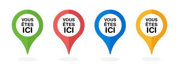 Canvas Print - Map location icons set. Vous êtes ici icon symbol.