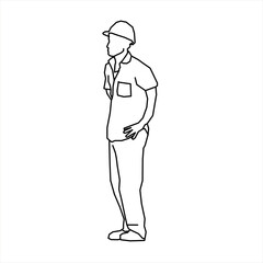 Wall Mural - Vector design of a sketch of a field worker