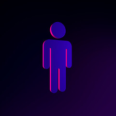 Poster - Minimalistic flat outline man neon icon. 3d rendering ui ux interface element. Dark glowing symbol.
