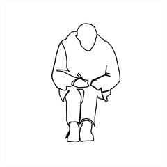 Wall Mural - Vector design of a sketch of a person sitting while drawing