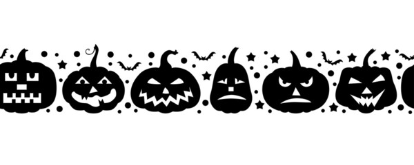 Wall Mural - Halloween pumpkin horizontal pattern seamless