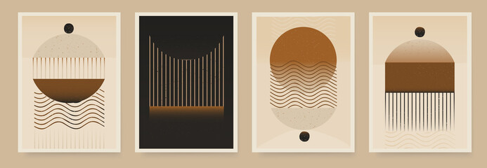 set of minimalist abstract bohemian aesthetic illustrations. modern style wall decor. collection of 