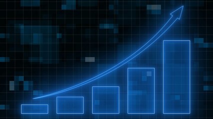 Poster - Financial graph background - abstract stock market charts on financial data view - business growth bar graph - 3D illustration