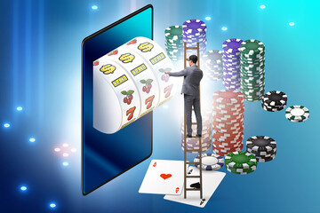 Canvas Print - Businessman in online casino concept