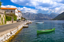 Village Perast On Coast Of Boka Kotor Bay - Montenegro