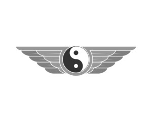 Wall Mural - yin and yang symbol with spread wings