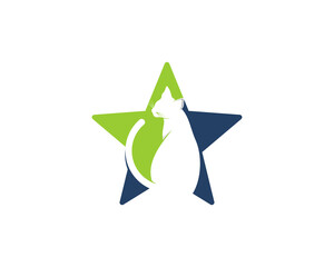 Wall Mural - cat sits in the star shape logo