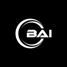 BAI Letter Logo Design With Black Background In Illustrator, Vector Logo Modern Alphabet Font Overlap Style. Calligraphy Designs For Logo, Poster, Invitation, Etc.