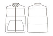 Fashion technical drawing of  puffer vest with zip