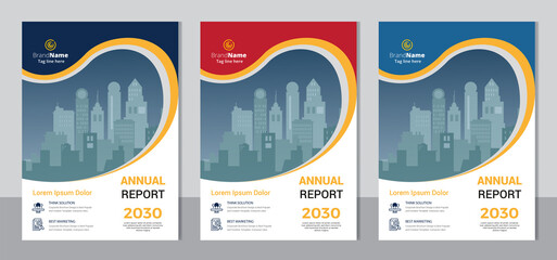 Multiple color variations brochure cover modern layout, annual report, poster, flyer template design.	