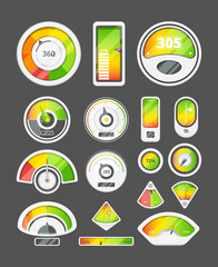 Poster - indicators. measurement scale power colored score indication symbols garish vector infographic eleme