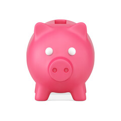 Poster - Piggy bank front view 3d icon. Minimalistic safe for cash and savings