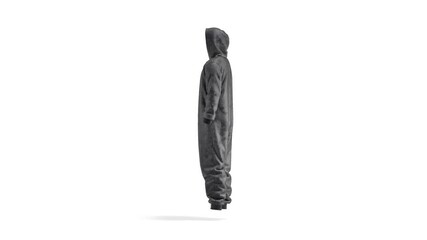 Sticker - Blank black plush jumpsuit with hood mock up, looped rotation