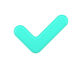Poster - Consent check mark 3d icon. Turquoise symbol of user approval and trust