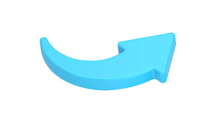 Poster - Curving arrow pointer 3d icon. Blue website directional element