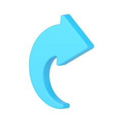 Poster - Blue arrow pointer 3d icon. Minimalistic website directional element